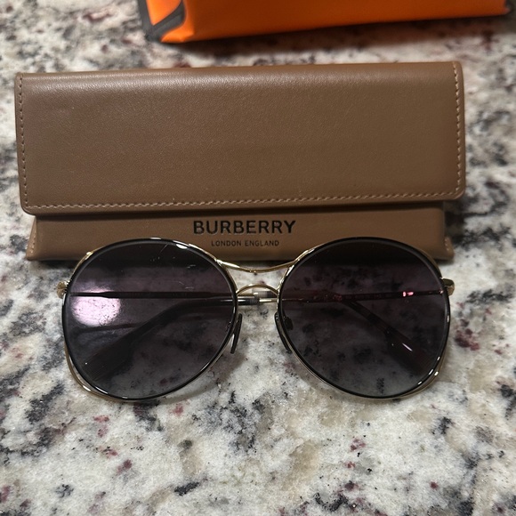 Burberry Women's Sunglasses - Gold Frame with Dark Lenses - Picture 1 of 6